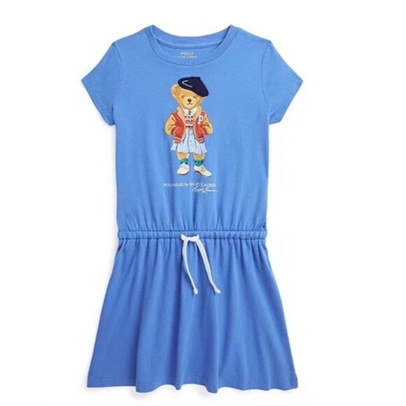 Polo Ralph Lauren Little Girls Polo Bear Cotton Jersey Dress Sz M 8-10 Years old - Picture 1 of 9